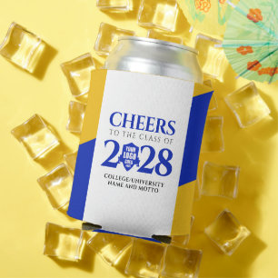 Blue Gold School College University Graduation Can Cooler
