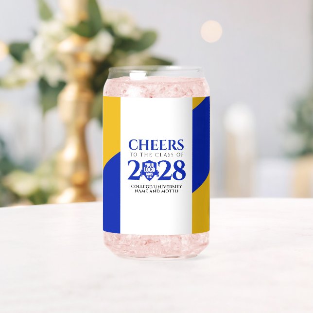 Blue Gold School College University Graduation Can Glass (Insitu (Wedding))