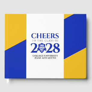 Blue Gold School College University Graduation  Guest Book