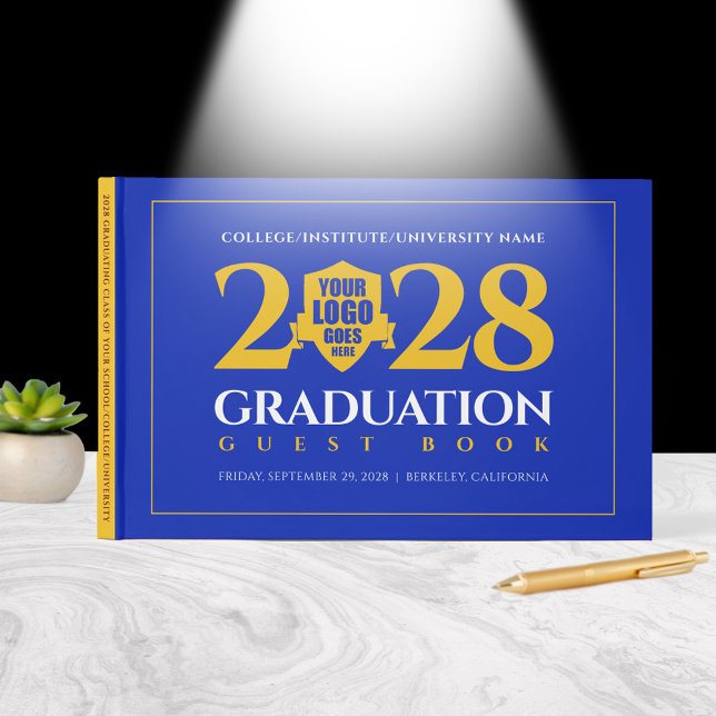 Blue Gold School College University Graduation Guest Book (Blue Gold School / College / University Graduation Guest Book Cover Photo (front))