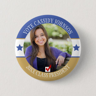 Blue & Gold School Election Student Body Vote 6 Cm Round Badge