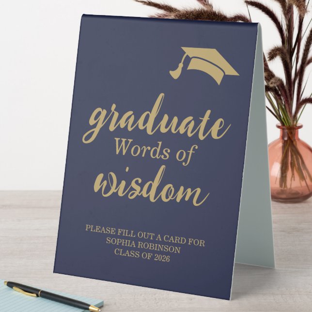 Blue Gold Script 2026 Grad Party Words Of Wisdom  (In SItu (Table))