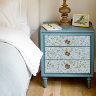 Blue Gold Scroll Swirl Vintage Pattern Decoupage Tissue Paper