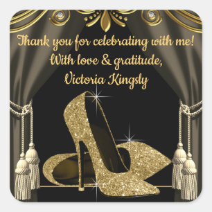 Blue Gold Shoe Birthday Party Favour Stickers