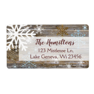 Blue Gold Snowflake and Wood Christmas or Holidays