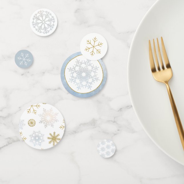 Blue & Gold Snowflake Baby Shower Confetti (Group)
