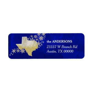Blue Gold Snowflake Texas Return Address