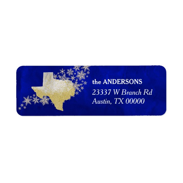 Blue Gold Snowflake Texas Return Address (Front)
