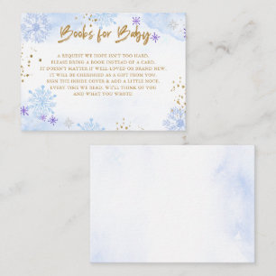 Blue Gold Snowflakes Baby Shower Book Request  Enclosure Card