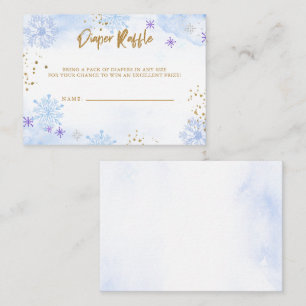 Blue Gold Snowflakes Baby Shower Diaper Raffle Enclosure Card