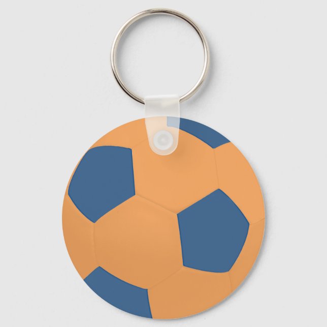 Blue & Gold Soccer Ball Keychain (Front)