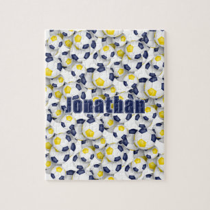 blue gold soccer team colours boys girls name jigsaw puzzle