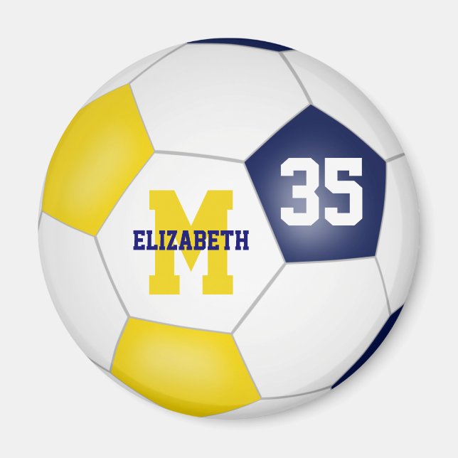 blue gold soccer team colours magnet (Front)
