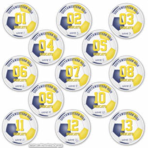 blue gold soccer team gift ideas set of 13