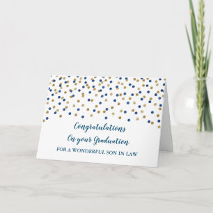 Blue Gold Son in Law Congratulations Graduation Card
