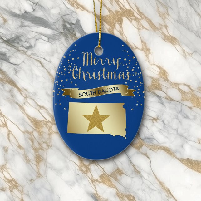 Blue Gold South Dakota Star Ceramic Tree Decoration (Creator Uploaded)