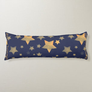 Blue Gold Star Elegant Vintage Classic Christmas Body Cushion