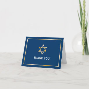 Blue Gold Star of David Thank You Card