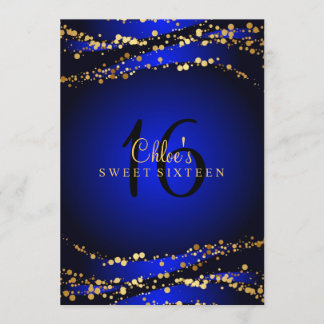 Blue & Gold Stardust Sweet 16 Invitation