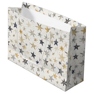 Blue Gold Stars Birthday Large Gift Bag