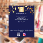 Blue gold stars business logo qr code instagram flyer<br><div class="desc">Personalise and add your business logo,  name,  address,  your text,  your own QR code to your instagram account. Navy blue background,   decorated with golden stars.</div>