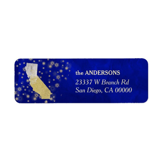 Blue Gold Stars California Return Address (Front)
