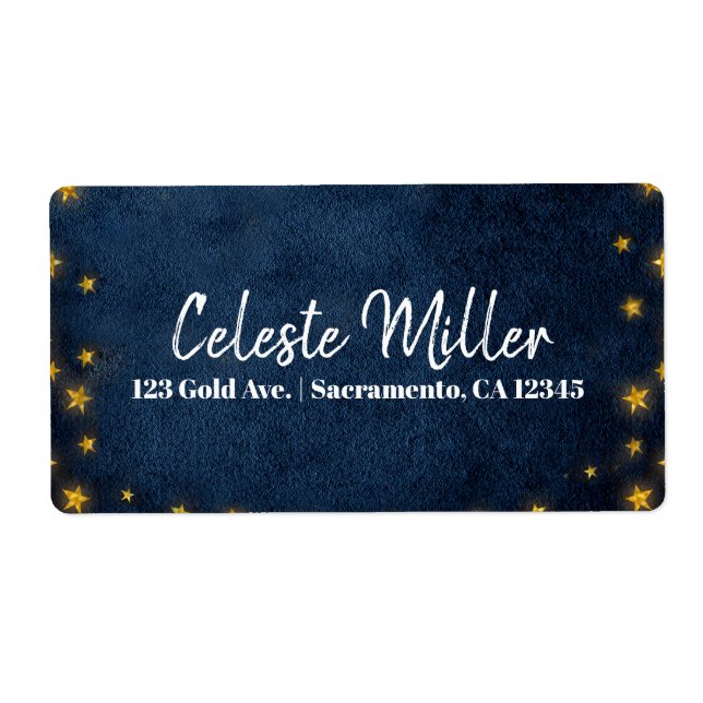 Blue Gold Stars Celestial Starry Sky Party (Front)