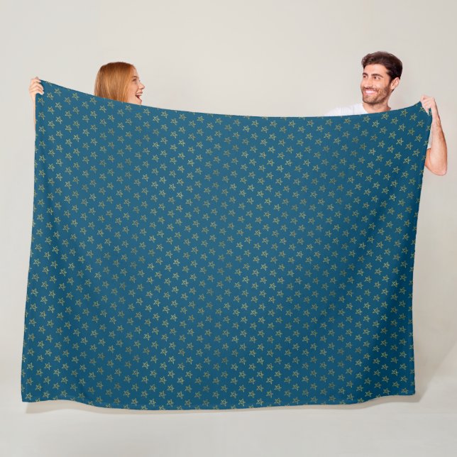 Blue Gold Stars Shine Bright Fleece Blanket (In Situ)