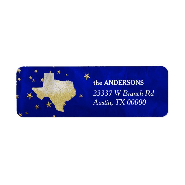 Blue Gold Stars Texas Return Address (Front)