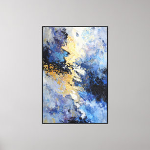 Blue & Gold Storm Vein Abstract Canvas Print
