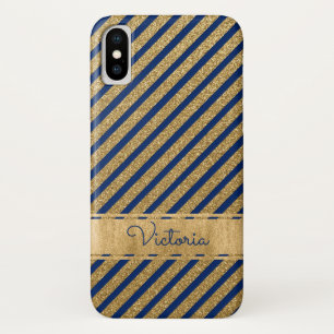 Blue, Gold Striped Case-Mate iPhone X Case