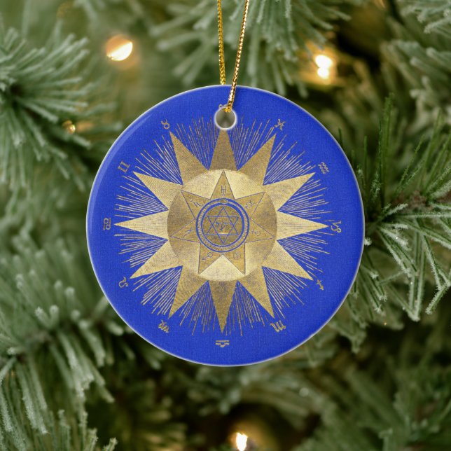 Blue Gold Sun Celestial celebrations Ceramic Tree Decoration (Tree)