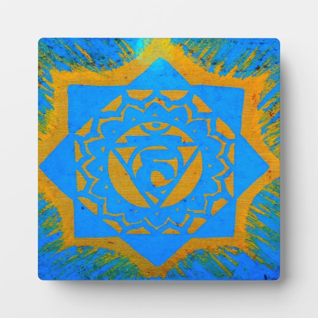 blue gold tantric symbol plaque (Front)