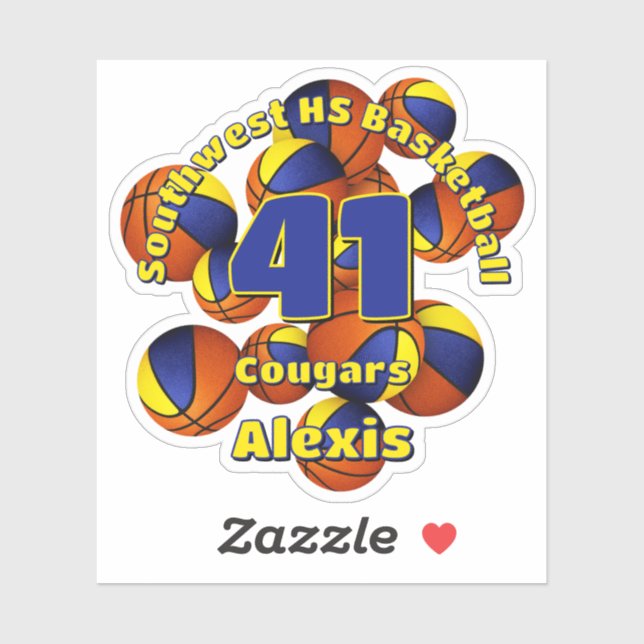 blue gold team colours basketballs kids name (Sheet)