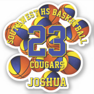 blue gold team colours basketballs w kids name