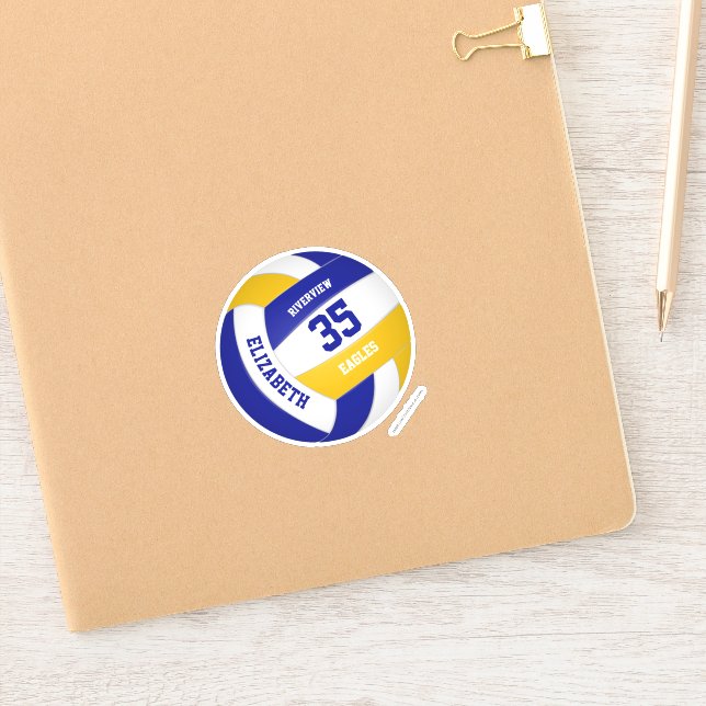 blue gold team colours girls boys volleyball (Notebook)