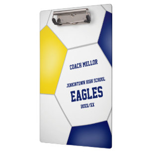 blue gold team colours soccer coach clipboard