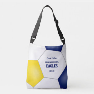blue gold team colours soccer coach  crossbody bag