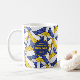blue gold team colours volleyball coach gift coffee mug