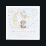 Blue Gold Teddy Bear Balloons Moon Stars Party Napkin<br><div class="desc">This beary sweet teddy bear themed party napkin is sure to put a smile on your guests' faces! The soft pastel blue & gold colour scheme makes this design perfect for a boy birthday / baby shower. Personalise the napkins with your details and if you want to further re-arrange the...</div>