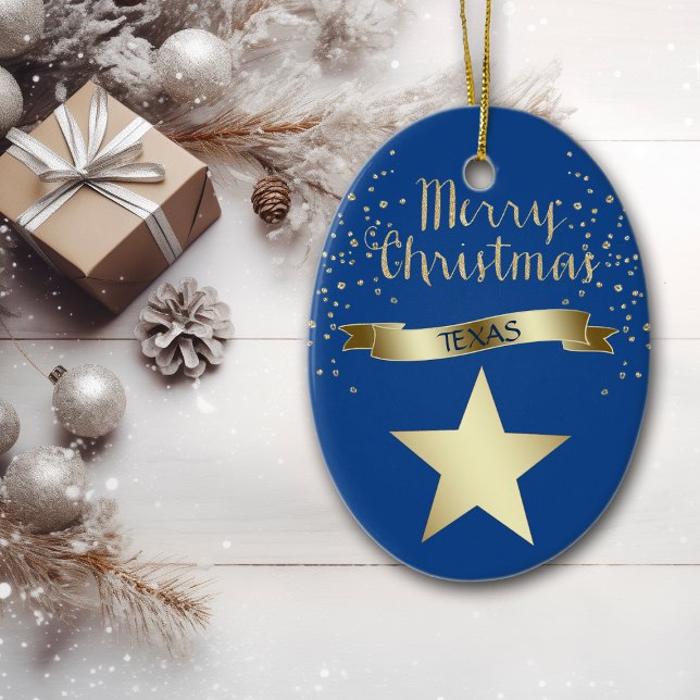 Blue Gold Texas Star Ceramic Tree Decoration (Creator Uploaded)
