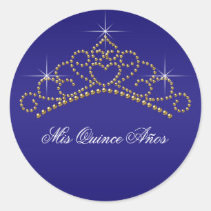 Blue Gold Tiara Sweet 15 16 Quinceana Label
