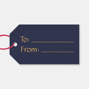  Blue Gold To / From Elegant Vintage Christmas Gift Tags