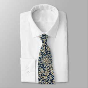 Blue & Gold Vintage Floral Pattern Tie