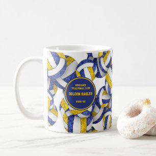 blue gold volleyball team colours coach name coffee mug