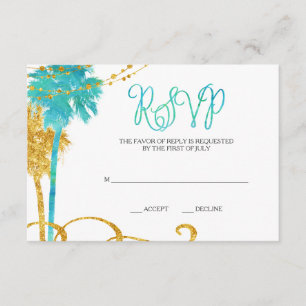 Blue Gold Watercolor Beach Bat Mitzvah RSVP