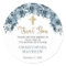 Blue Gold Watercolor Floral Boy Baptism Thank You