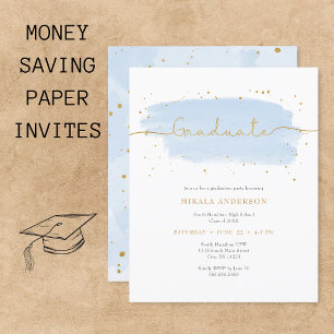 Blue Gold Watercolor Graduation PAPER 
