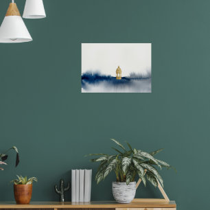 Blue Gold Watercolour Horizon Poster