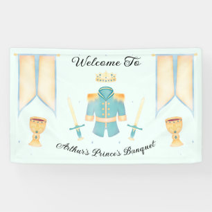 Blue & Gold Watercolour Little Prince Welcome Banner